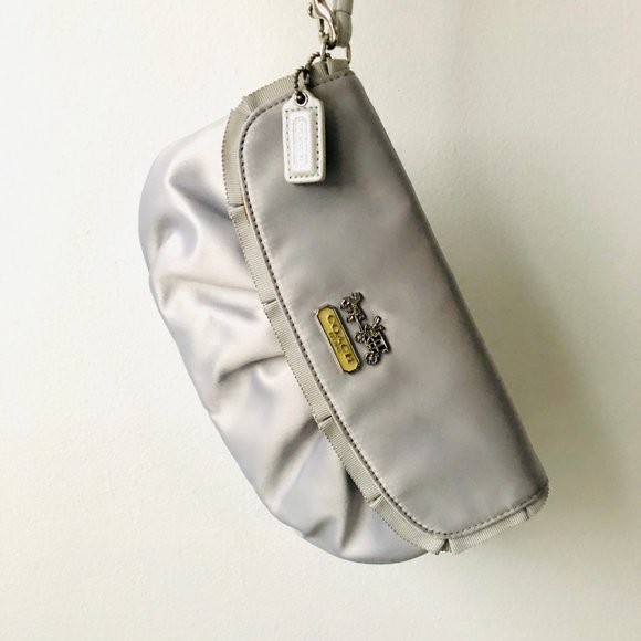 Coach Silver Satin Clutch - Picture 1 of 9
